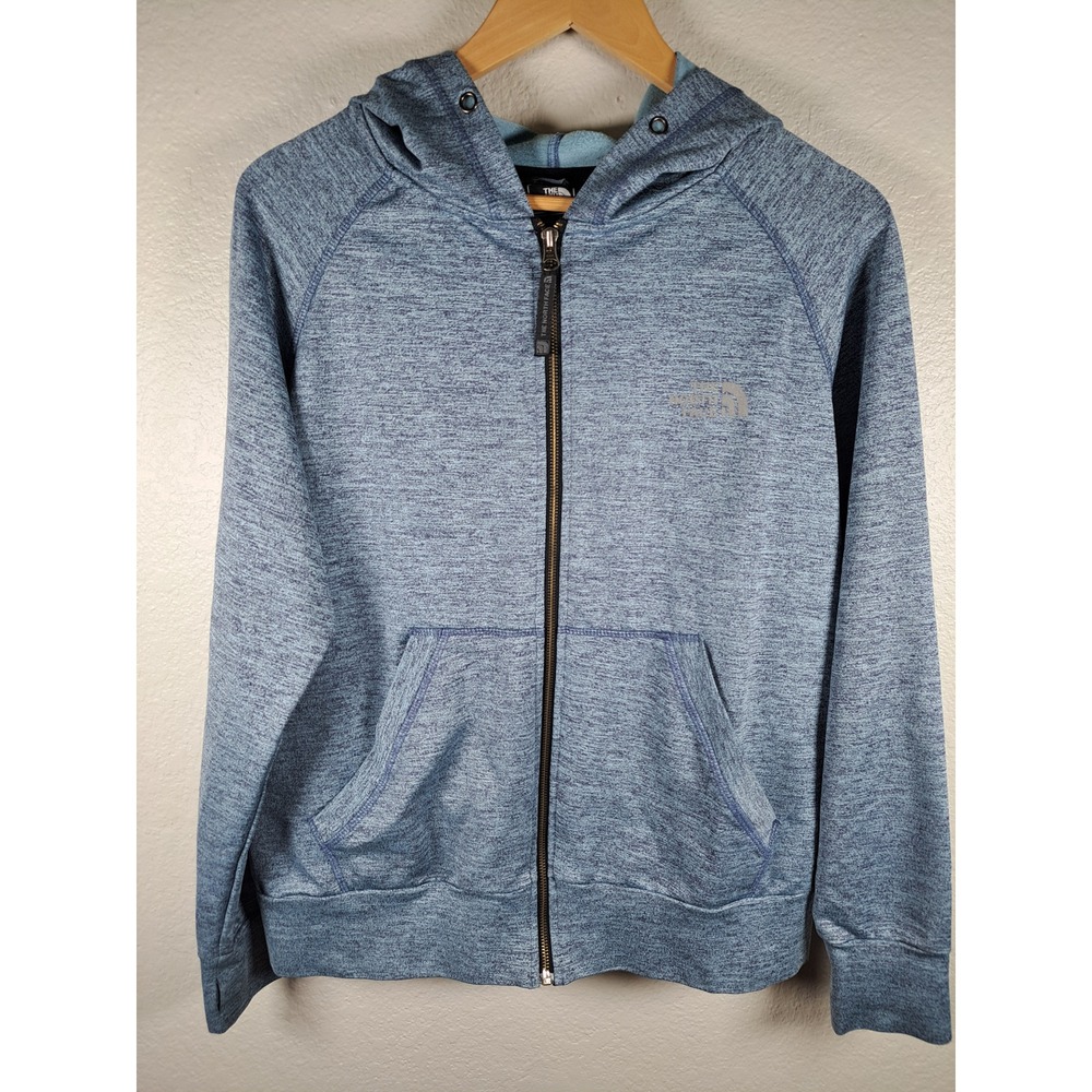 The North Face Summit Series Blue Heather Full Zip Hoodie Mens Medium Raglan